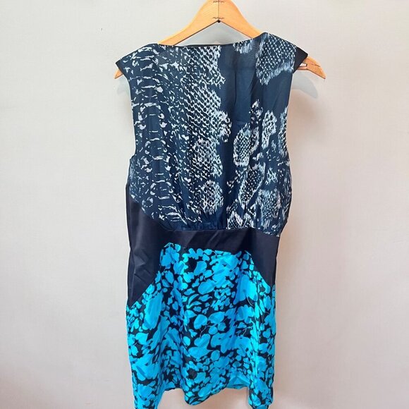 Anthropologie Leifsdottir Women's Sleeveless Silk Dress Size 10‎ Blue & Black - Picture 3 of 7